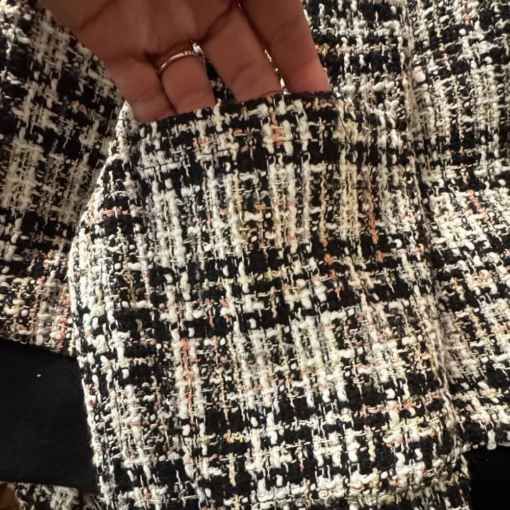 Walter Baker Raina Short Zip Jacket XS Montauk Tweed Black/White NWT MSRP $248